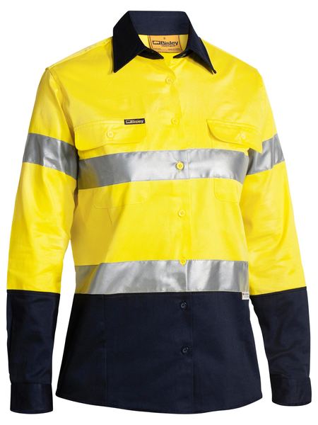 Women's Taped Two Tone Hi Vis Drill Long Sleeve - BLT6456