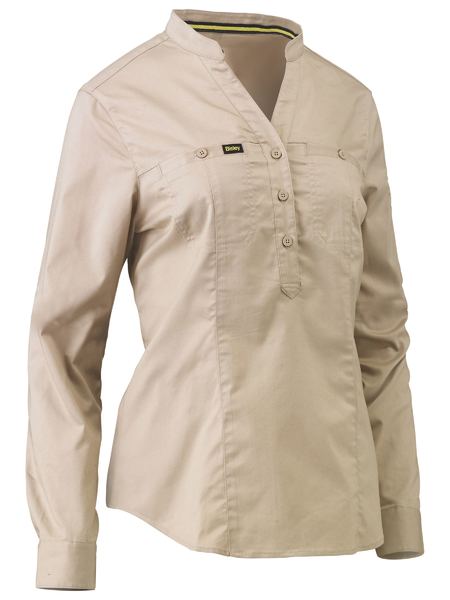 Women's Stretch V-Neck Closed Front Shirt - BLC6063