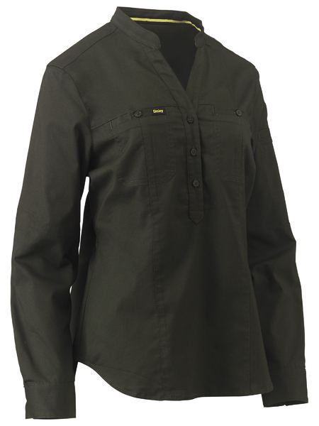 Women's Stretch V-Neck Closed Front Shirt - BLC6063