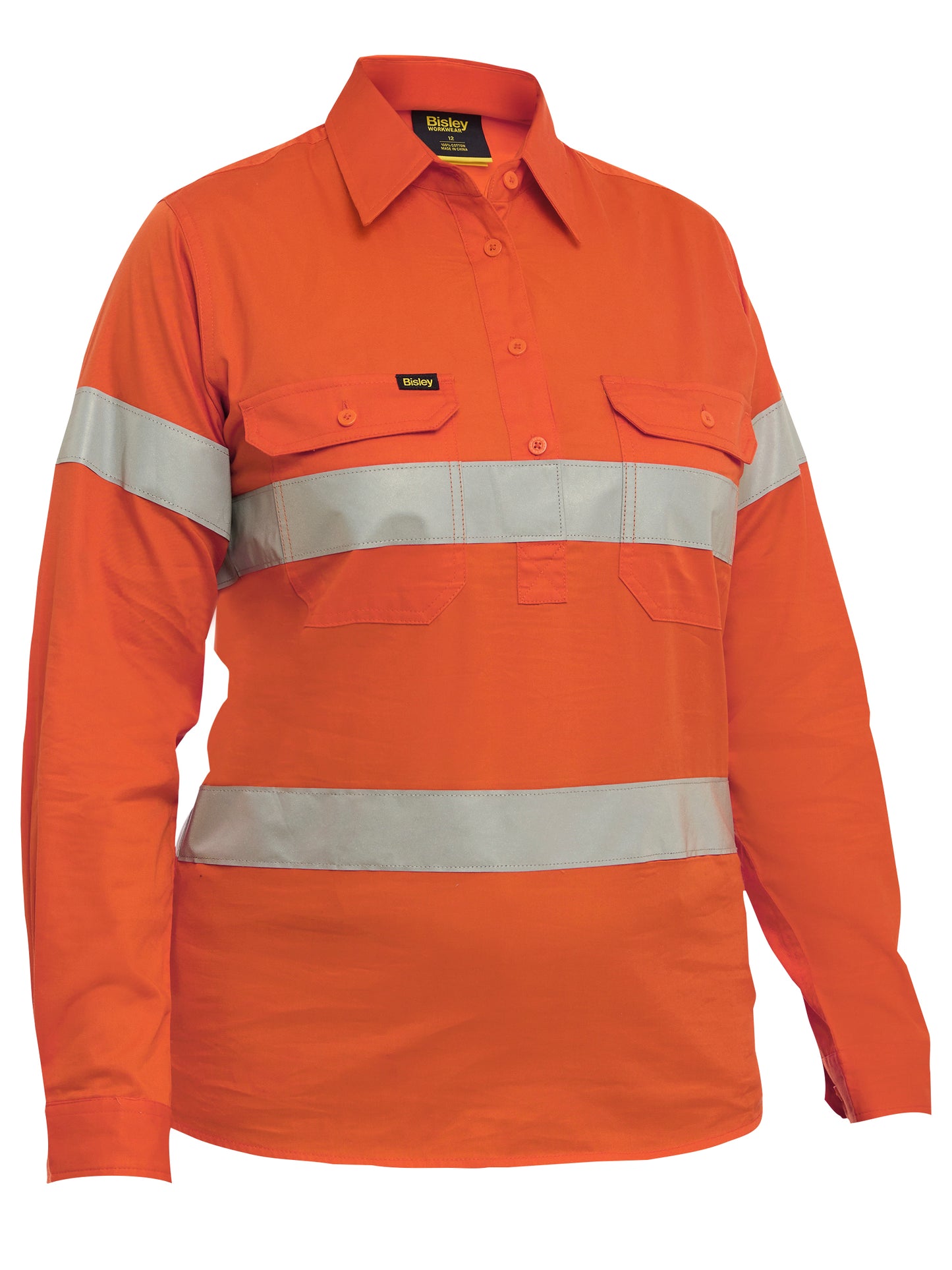 Women's Taped Hi Vis Cool Lightweight Closed Front Shirt - BLC6897T