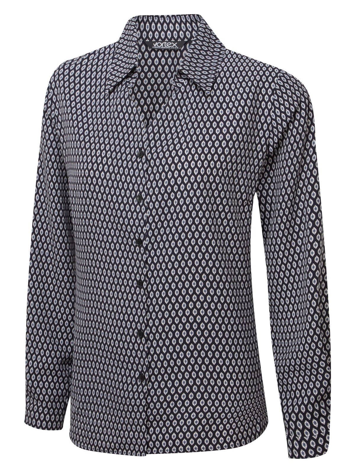 Emma Button Printed Long Sleeve Blouse