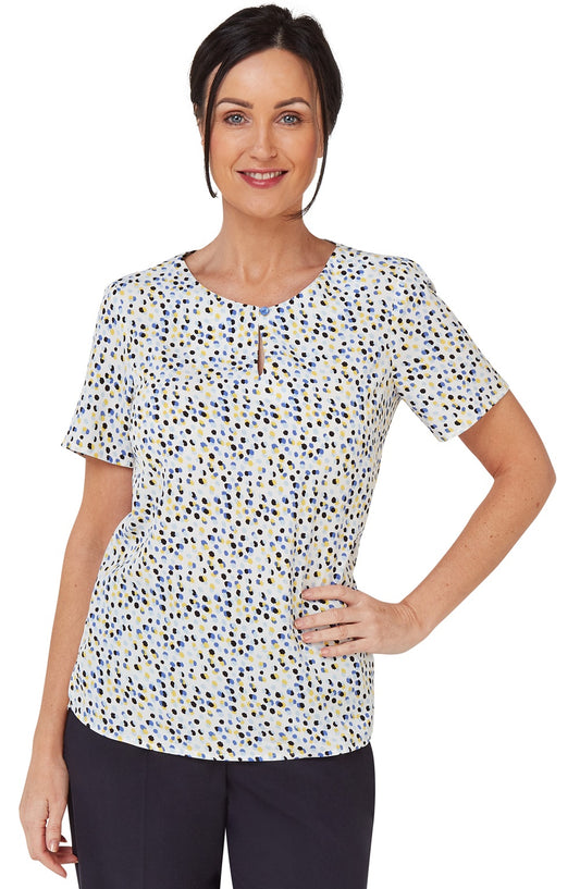 Paige Button Neck Printed Shell