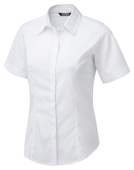Zoe Concealed Front Stretch Blouse Short Sleeve