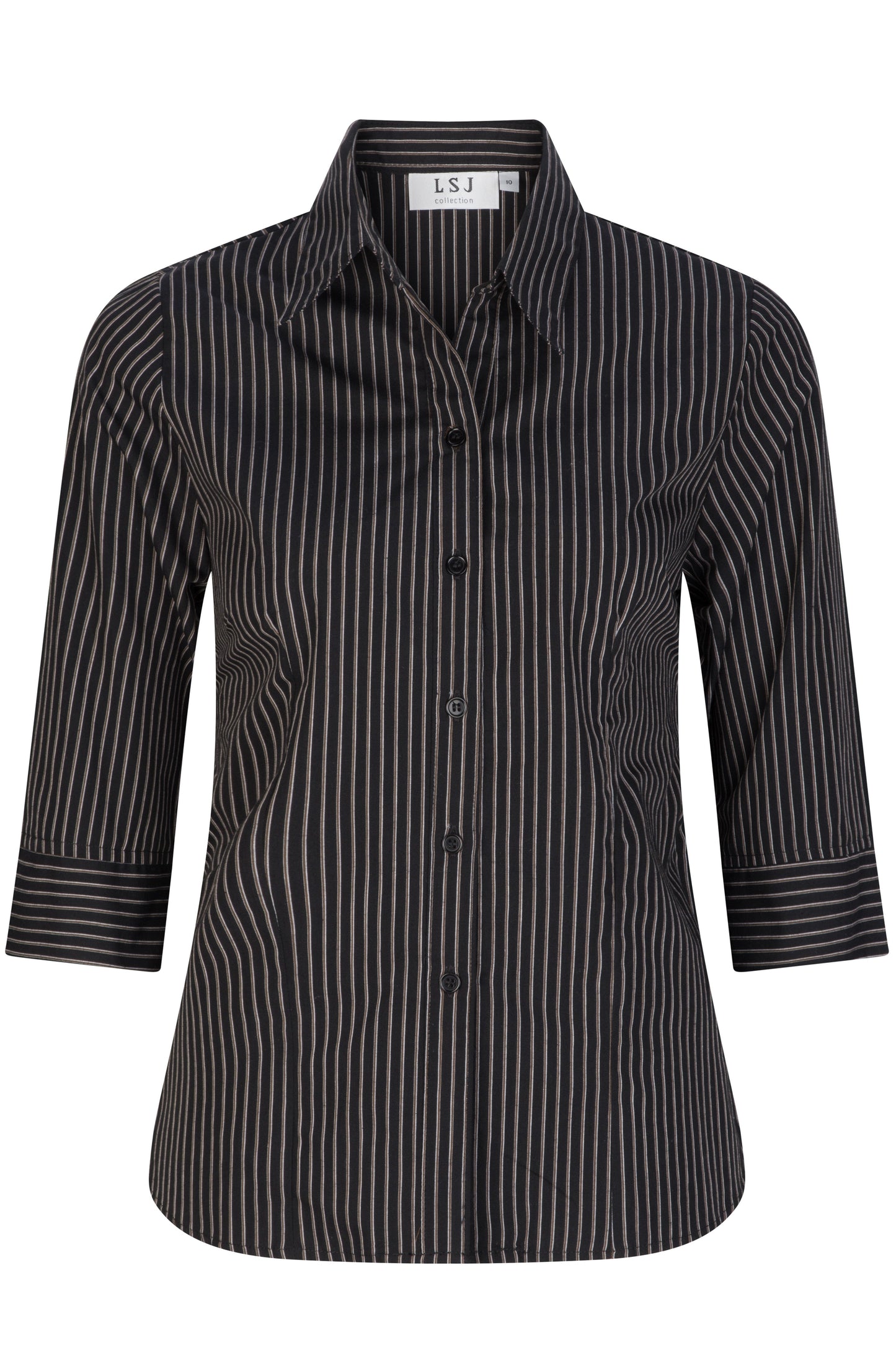 Ladies Shadow Stripe Semi fitted 3/4 Sleeve Shirt - 2172-SS