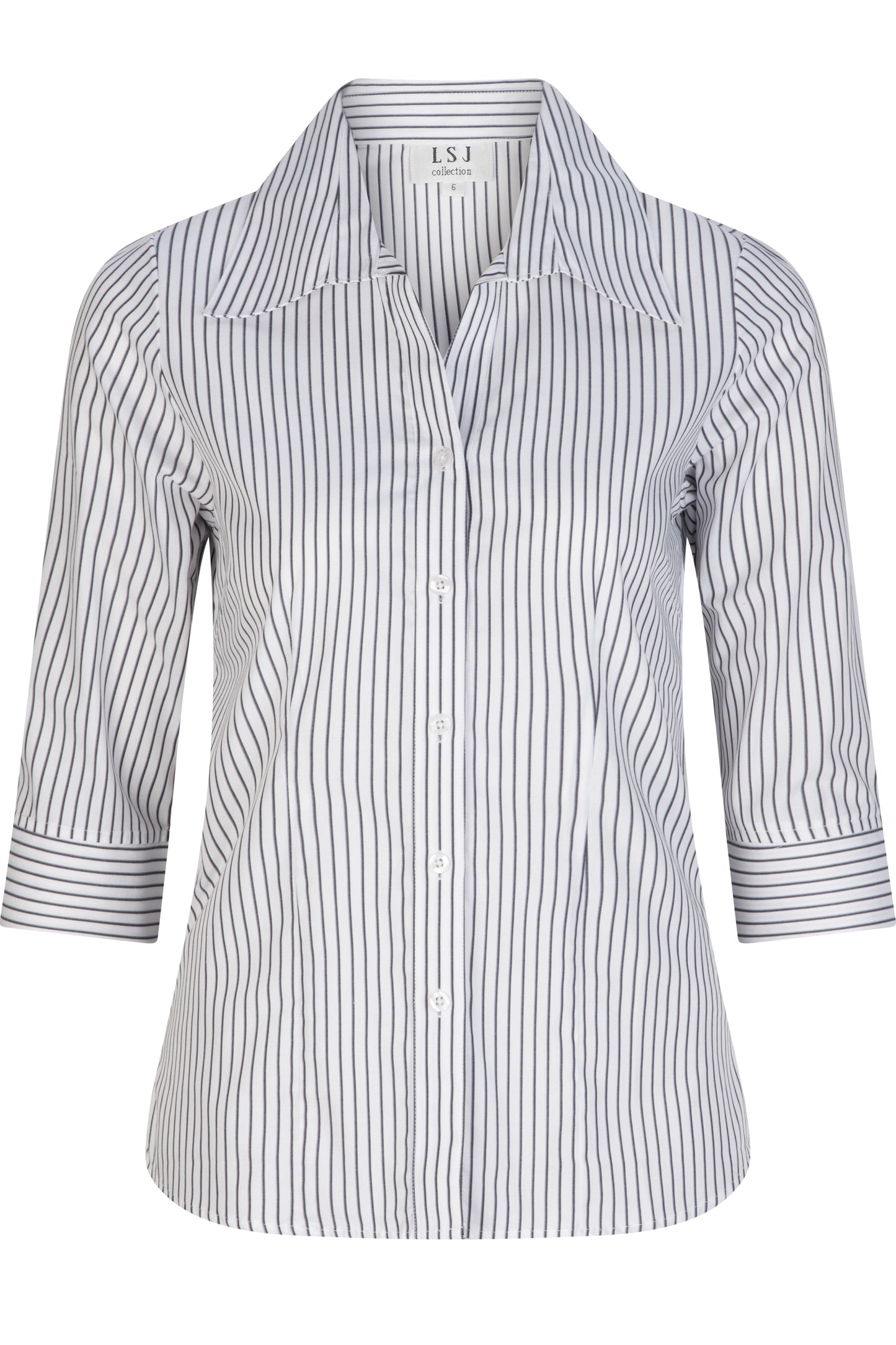 Ladies Shadow Stripe Semi fitted 3/4 Sleeve Shirt - 2172-SS