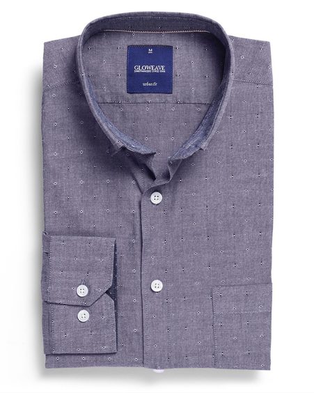 Spot Dobby Denim Mens Long Sleeve Hospitality Shirt - 1713HL