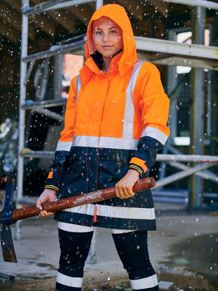 Women’s H Taped Two Tone Hi Vis Rain Jacket - BJL6966T