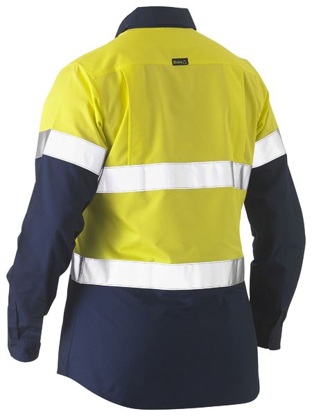 Women’s Taped 2 Tone Hi Vis Recycled Drill Shirt - BL6996T