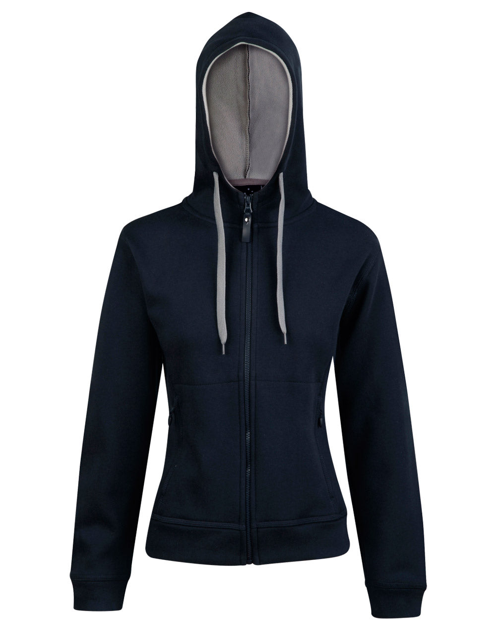 Ladies Full Zip Contrast Fleecy Hoodie - FL18