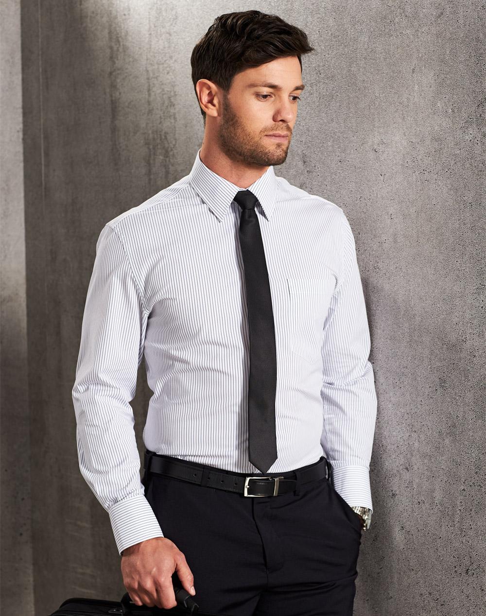 Mens Ticking Stripe Long Sleeve Shirt - M7200L