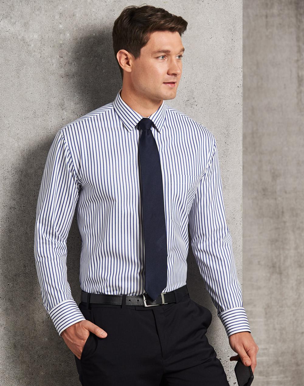 Mens Sateen Stripe Long Sleeve Shirt - M7310L