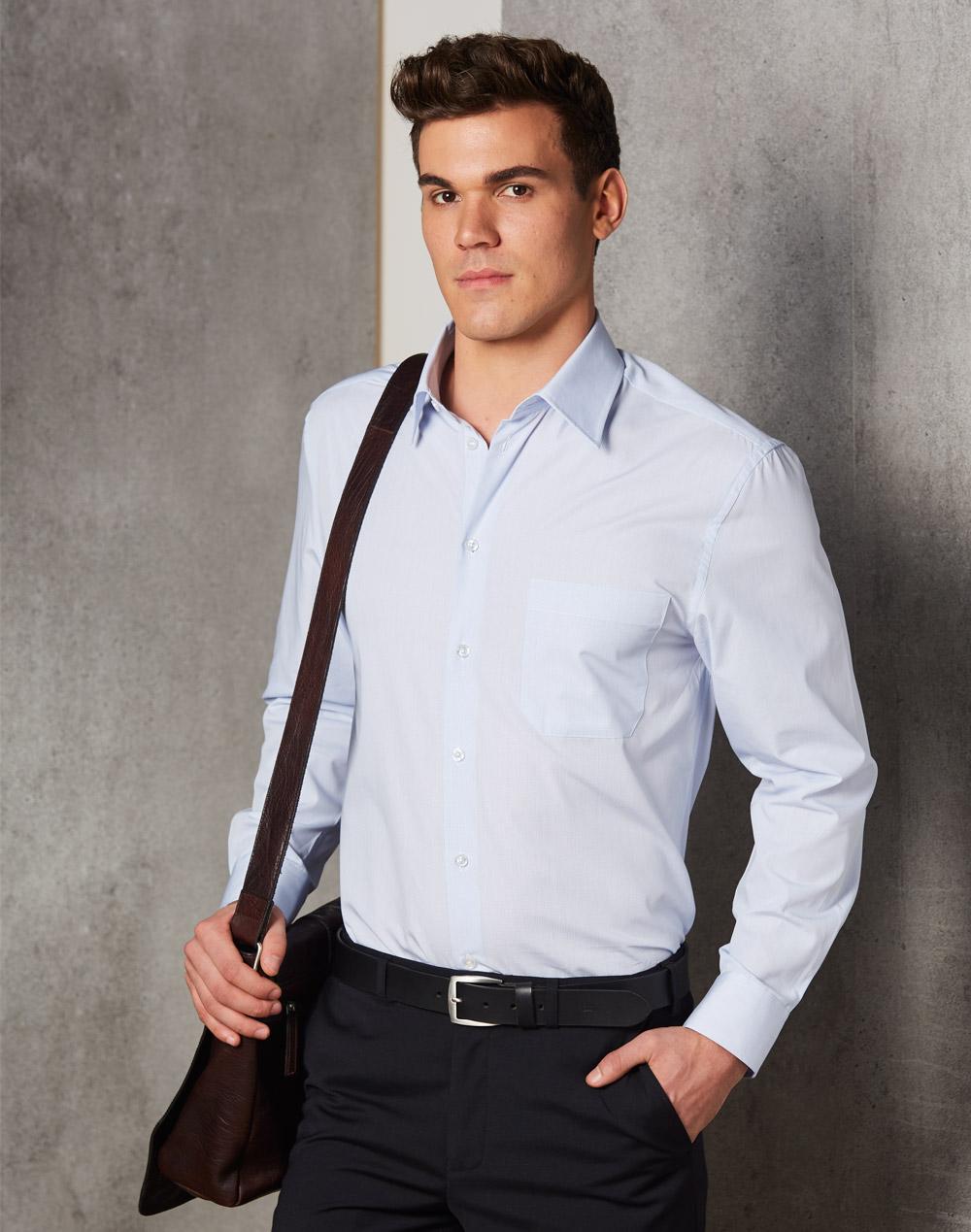 Mens Mini Check Long Sleeve Shirt - M7360L