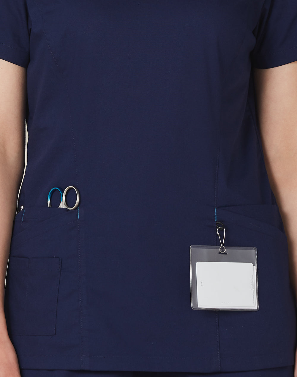 Ladies V-Neck Contrast Trim Scrub Tops - M7660
