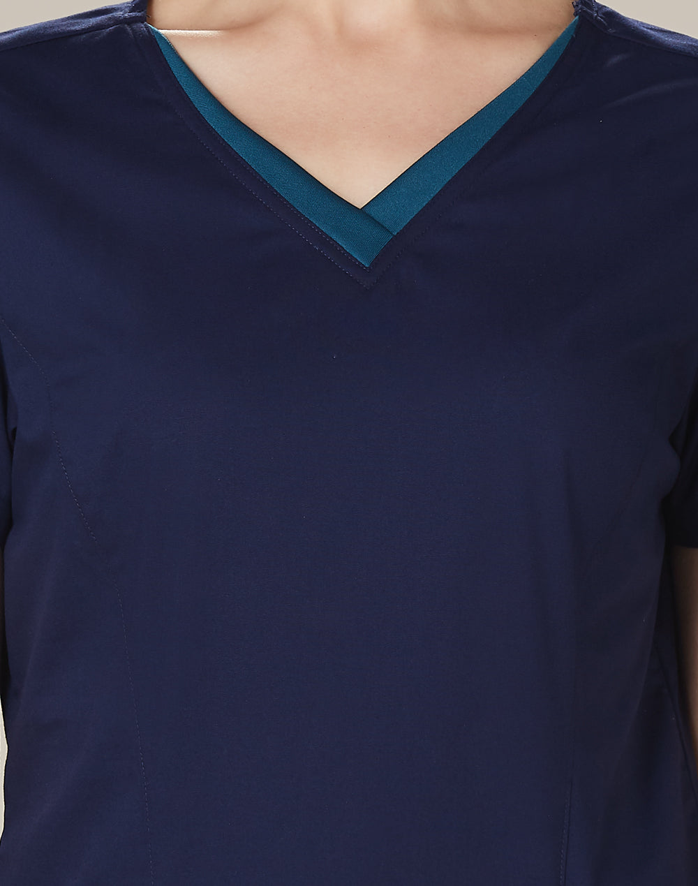 Ladies V-Neck Contrast Trim Scrub Tops - M7660
