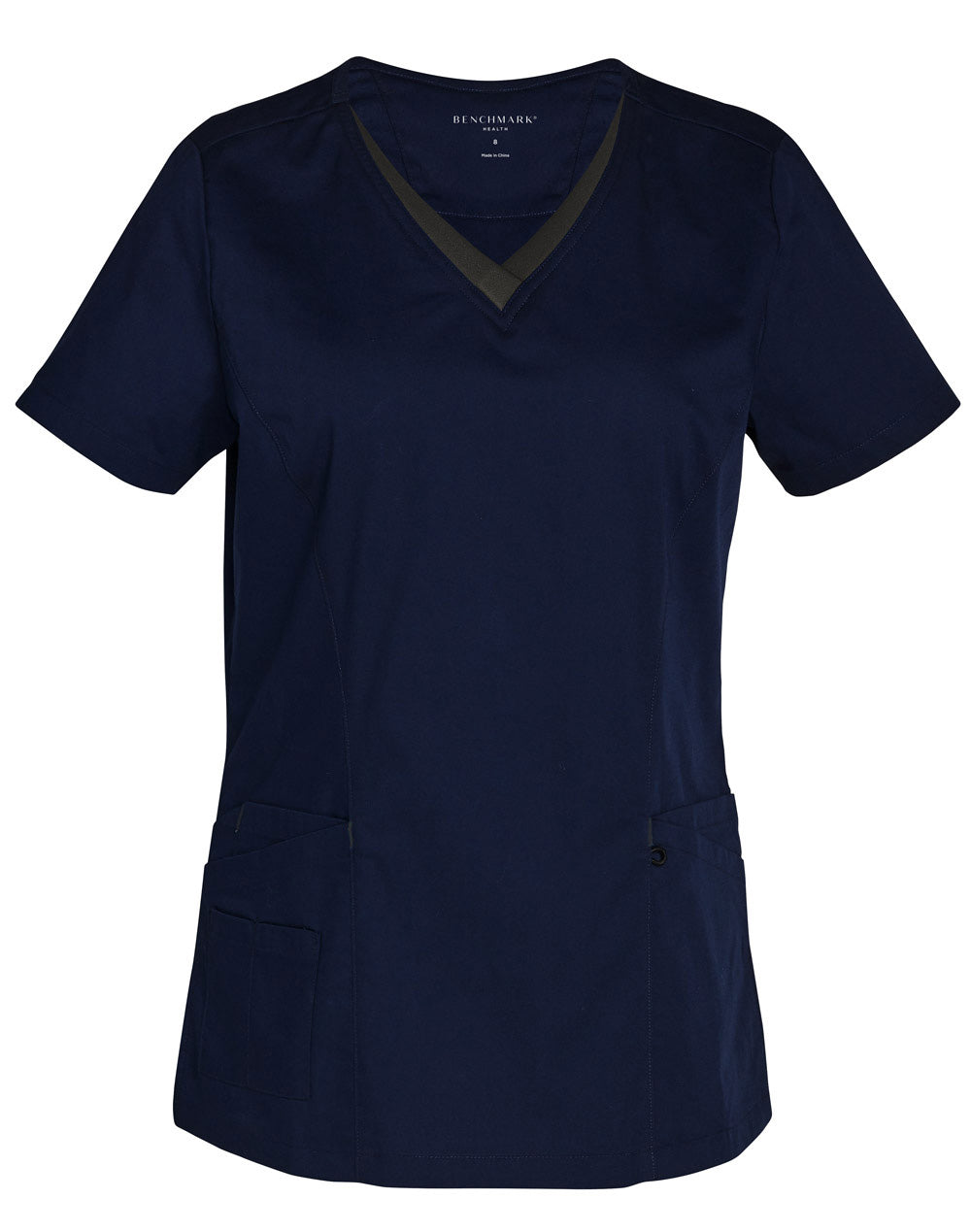 Ladies V-Neck Contrast Trim Scrub Tops - M7660