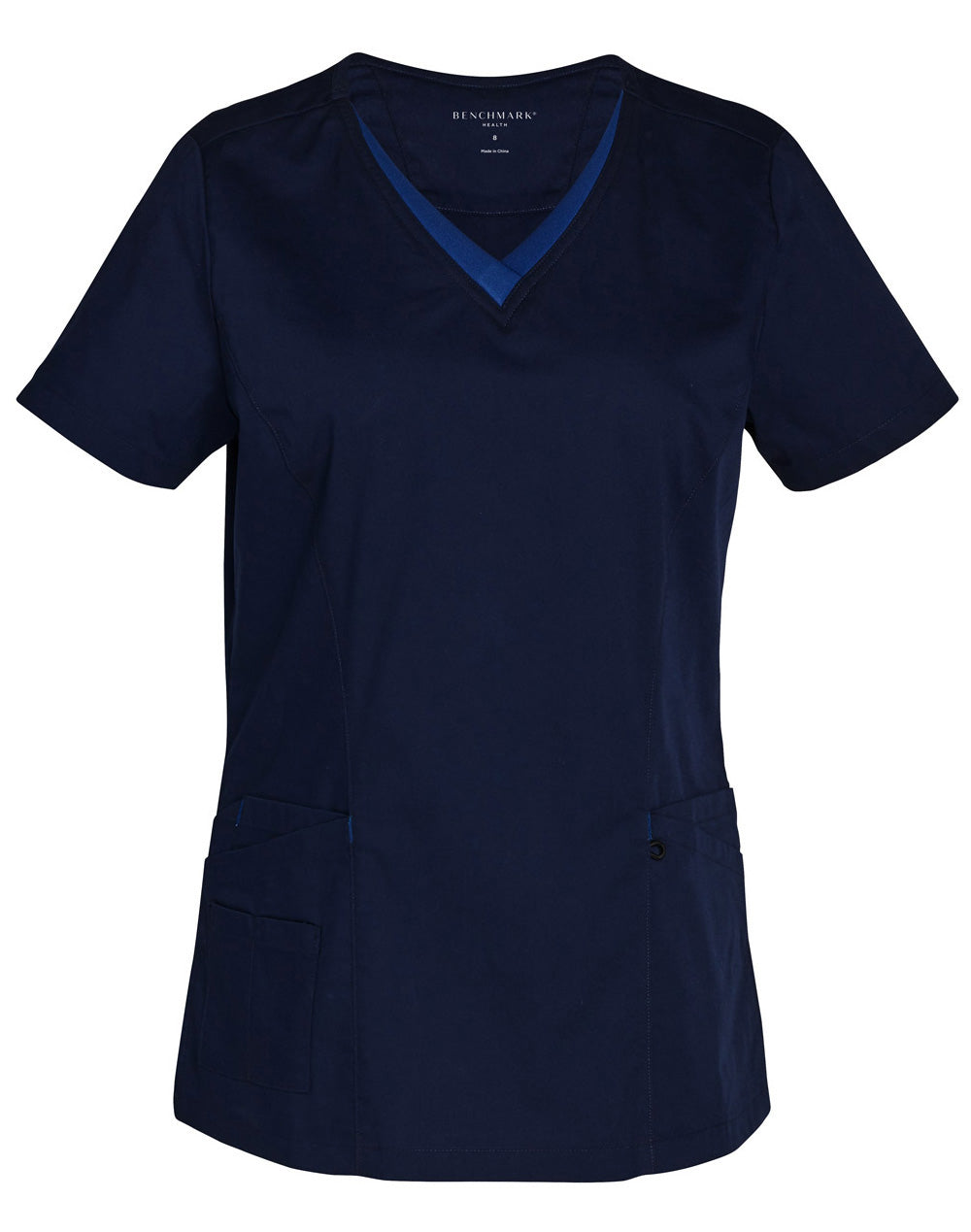 Ladies V-Neck Contrast Trim Scrub Tops - M7660