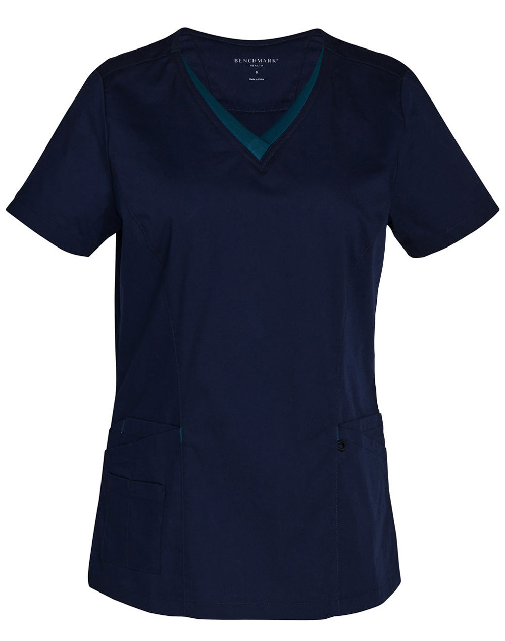 Ladies V-Neck Contrast Trim Scrub Tops - M7660