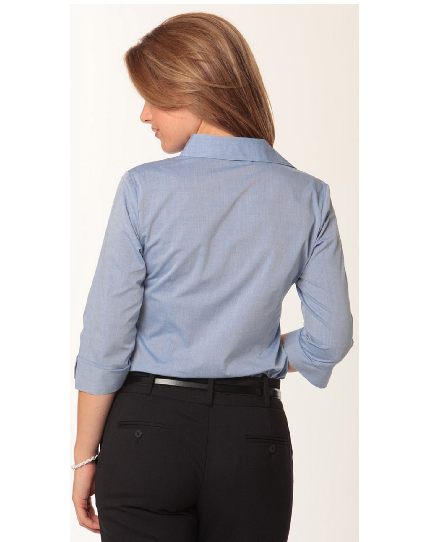 Ladies Fine Chambray 3/4 Sleeve Shirt - M8013