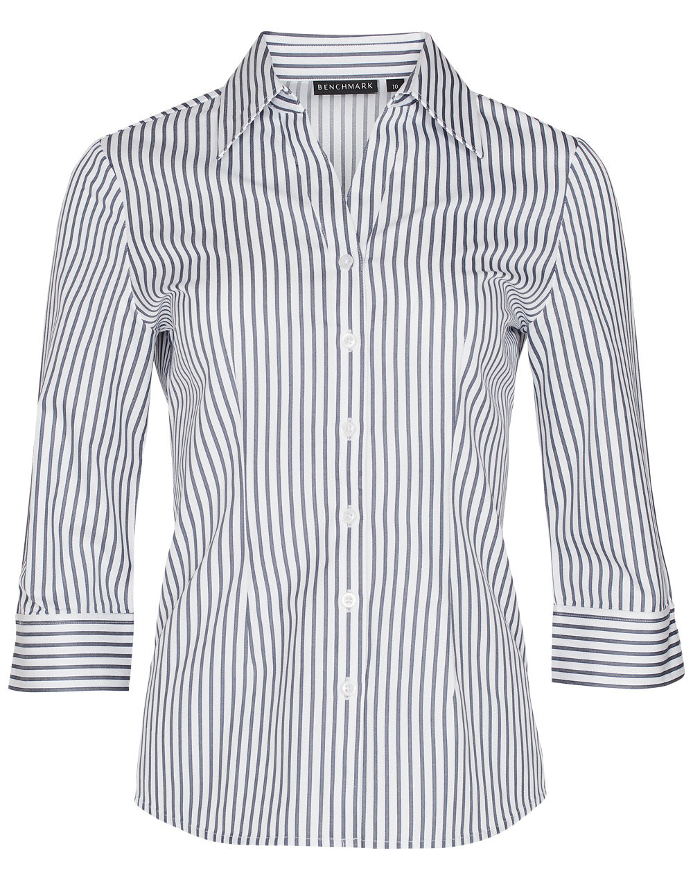 Ladies Sateen Stripe 3/4 Sleeve Shirt - M8310Q