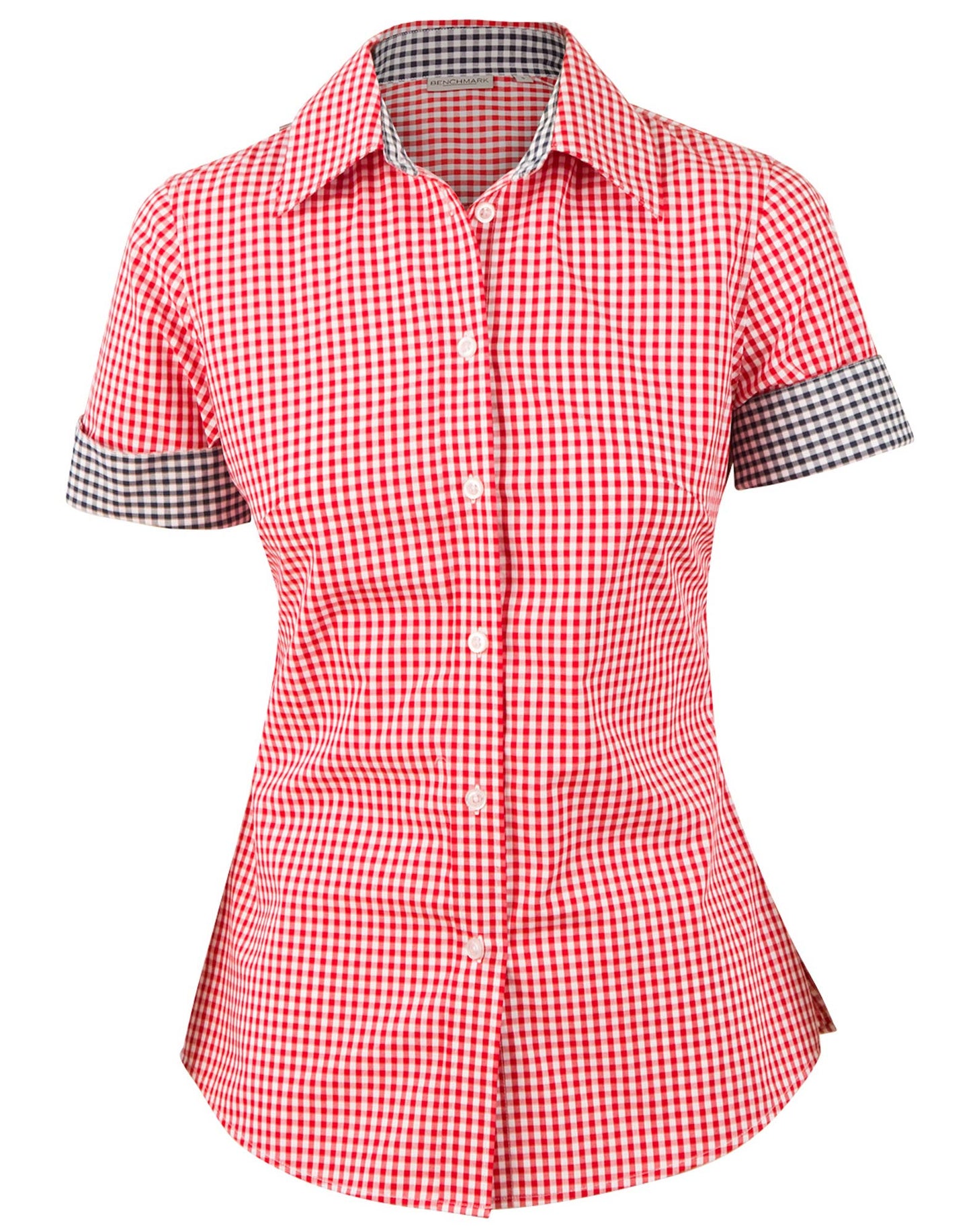 Ladies Gingham Check Short Sleeve Shirt - M8330S