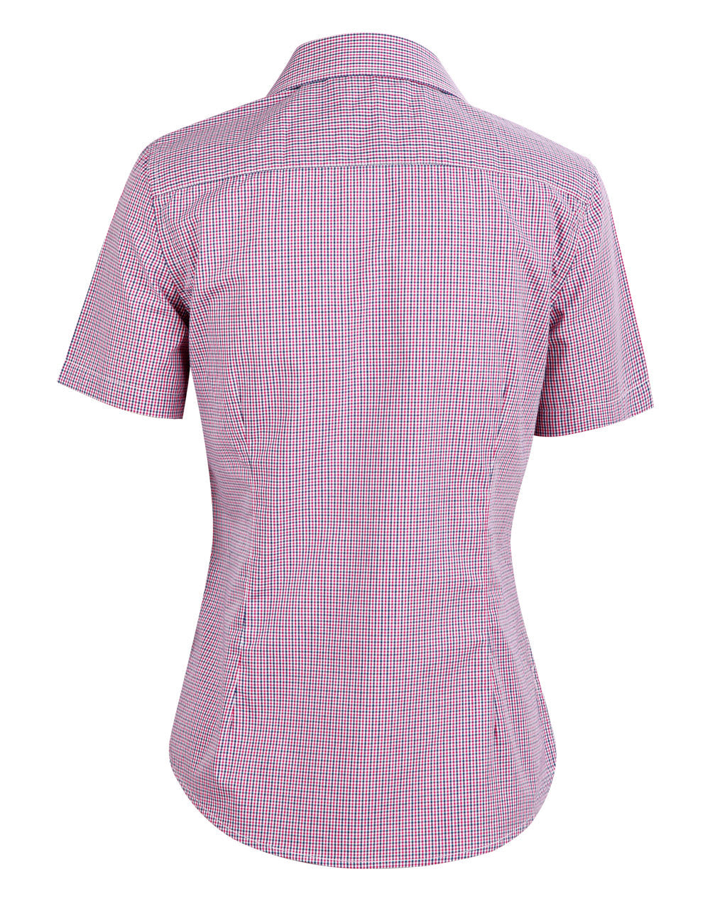 Ladies Two Tone Mini Gingham Short Sleeve Shirt - M8340S