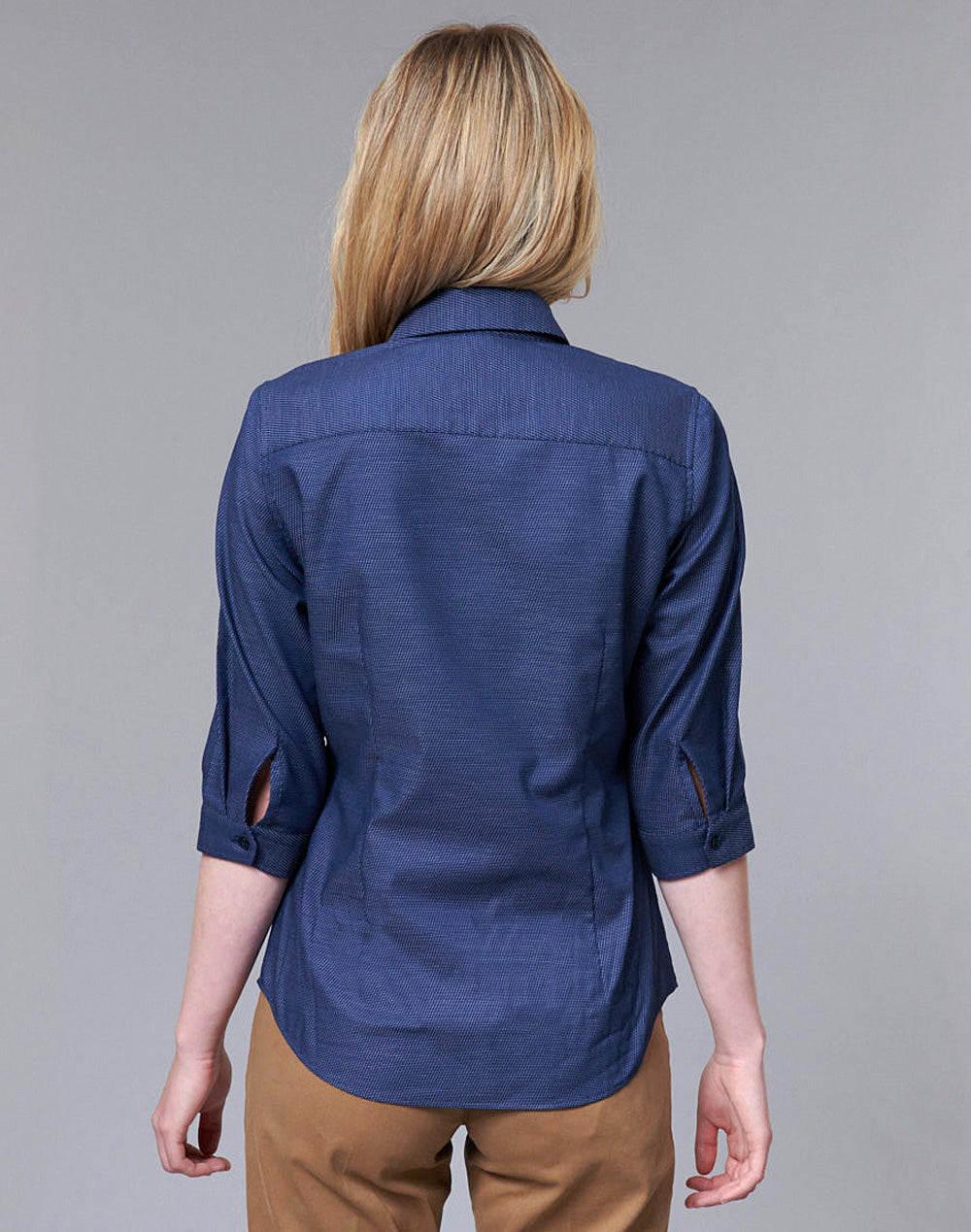 Ladies Dot Jacquard Stretch 3/4 Sleeve Ascot Shirt - M8400Q