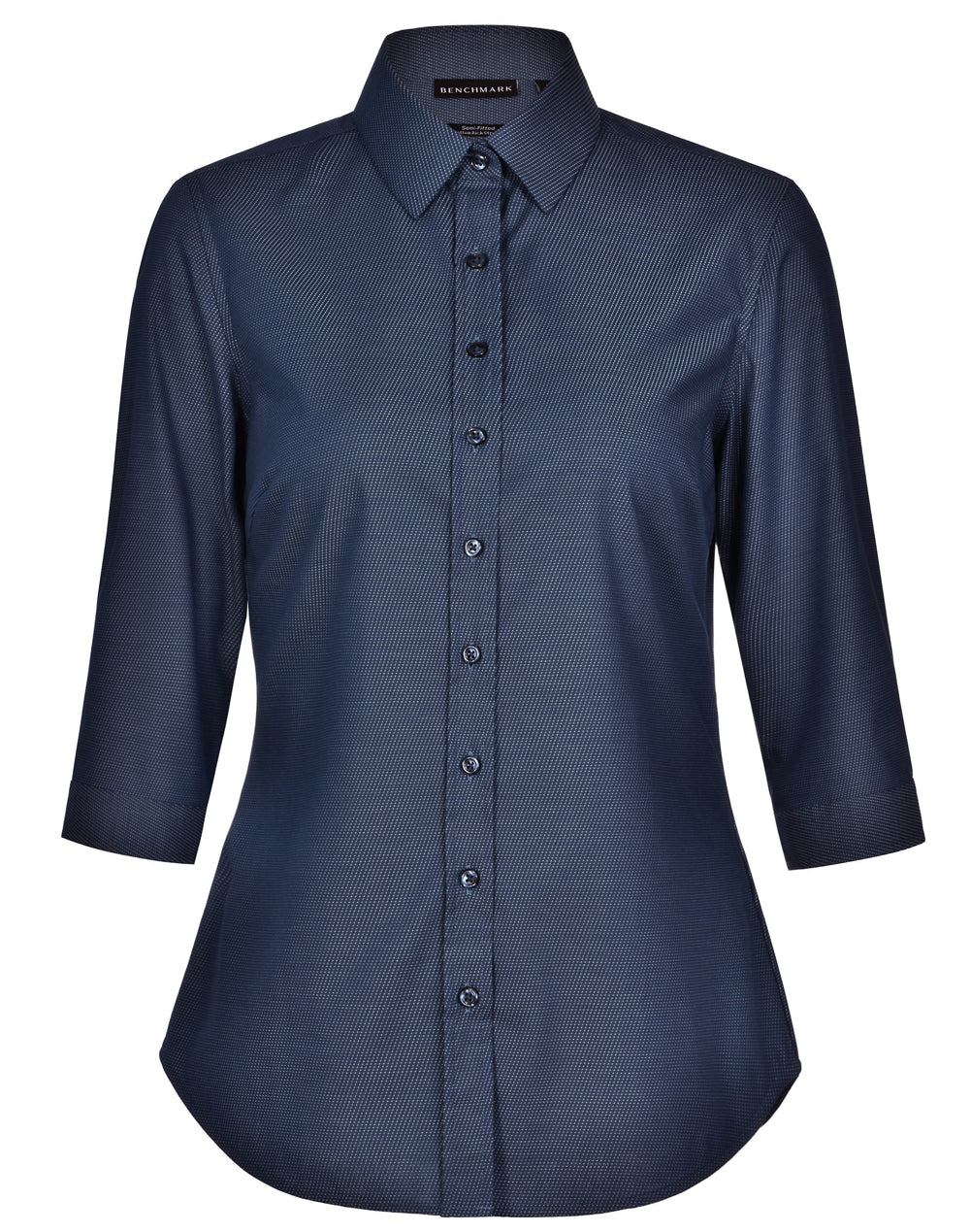Ladies Dot Jacquard Stretch 3/4 Sleeve Ascot Shirt - M8400Q