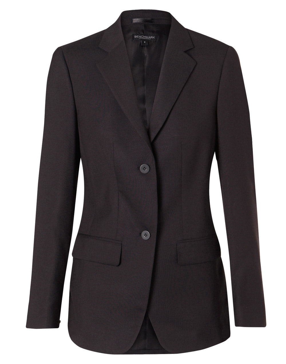 Ladies Poly/Viscose Stretch Two Buttons Mid Length Jacket - M9206