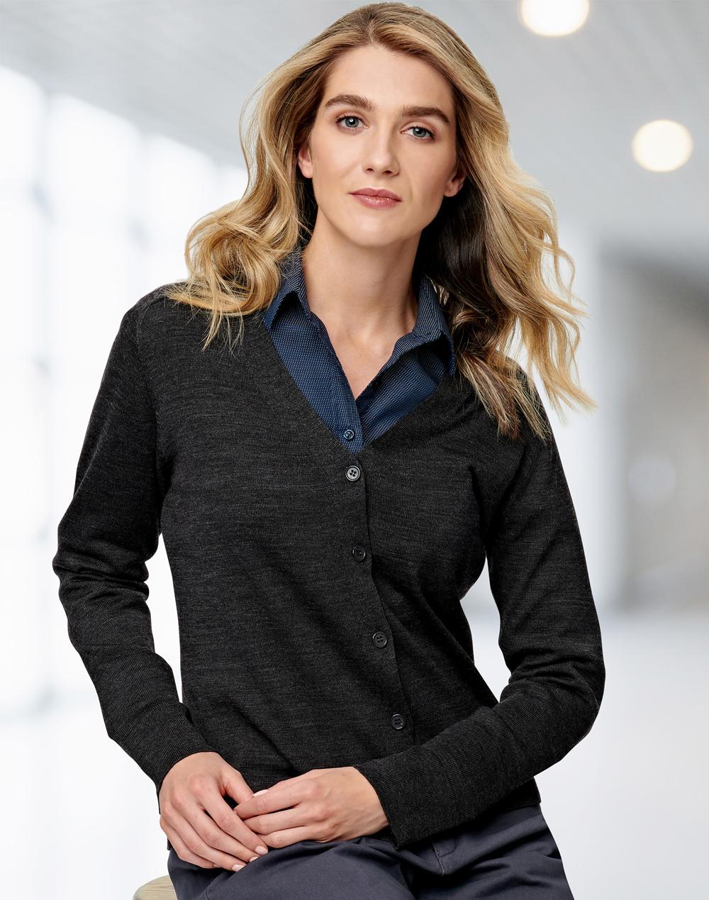 Ladies V-Neck Long Sleeves Cardigan - M9602