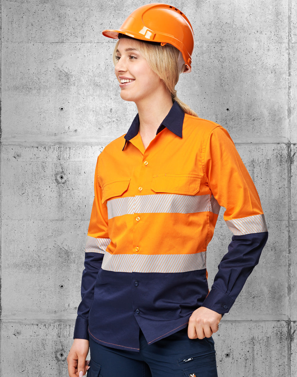 Unisex Hi Vis Cool-Breeze Safety Long Sleeve Shirt (Segmented Tape) - SW83