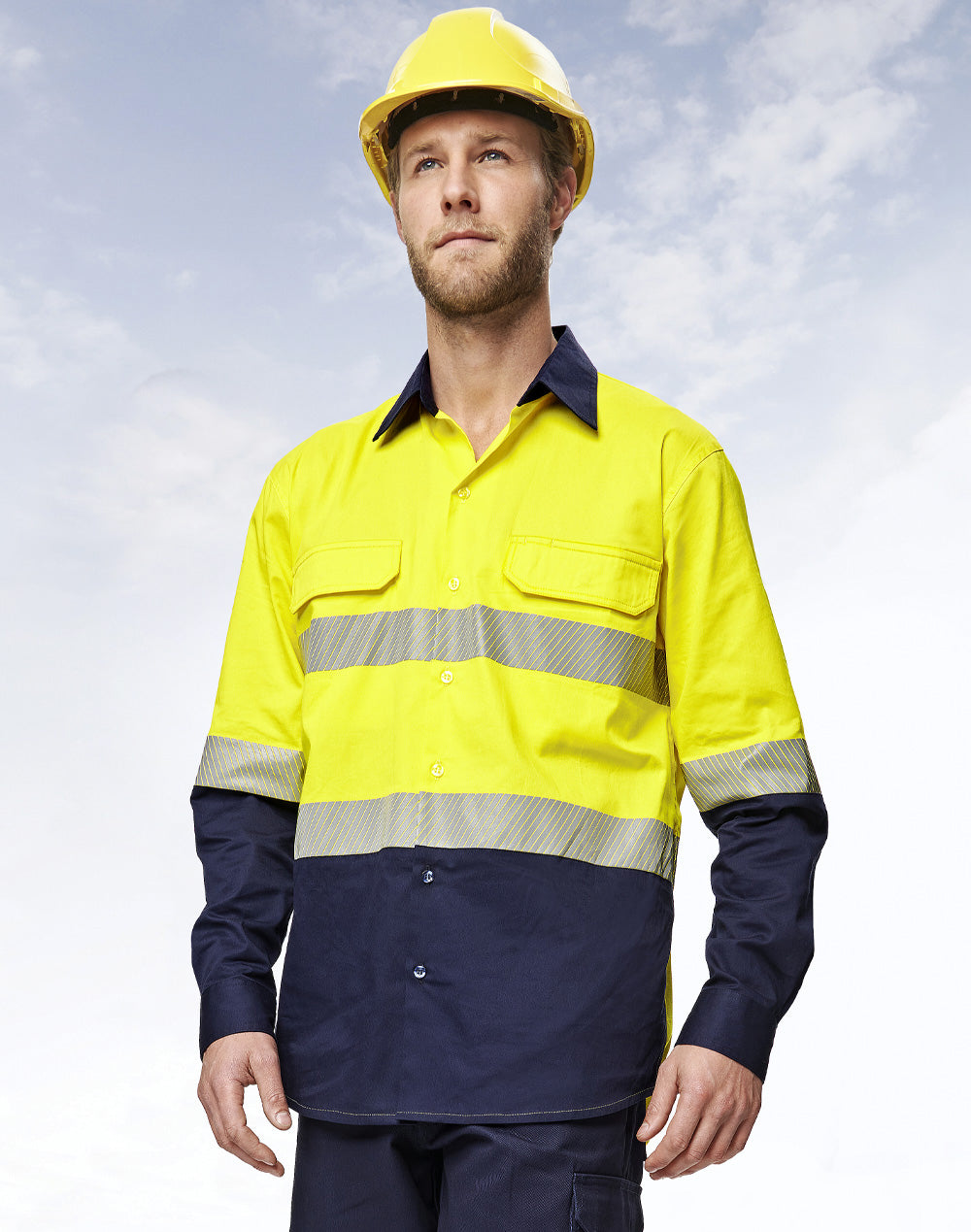 Unisex Hi Vis Cool-Breeze Safety Long Sleeve Shirt (Segmented Tape) - SW83