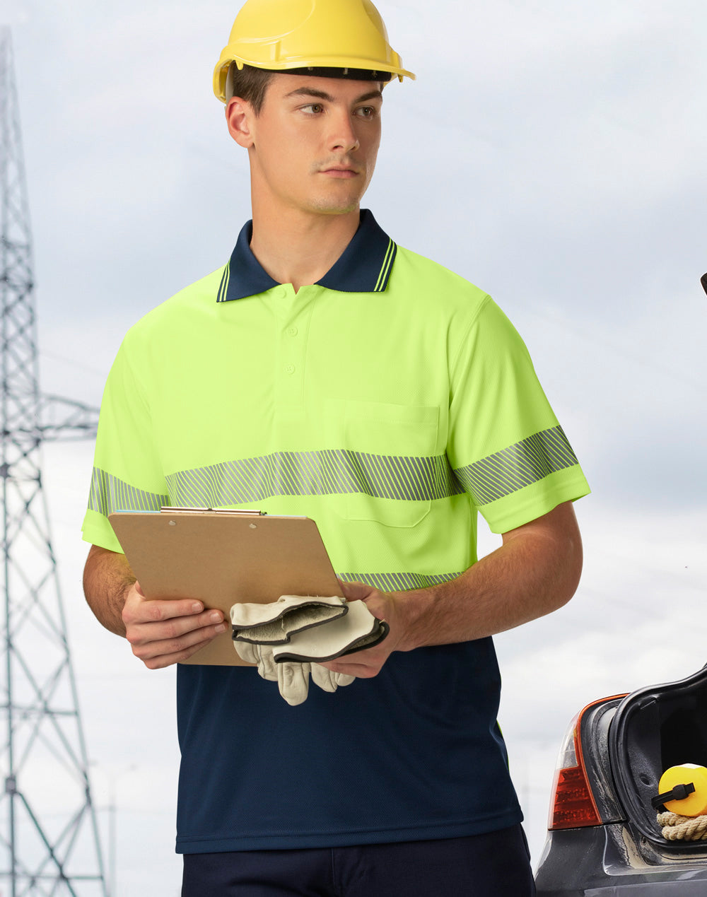 Unisex Cooldry Segmented Safety Short Sleeve Polo - SW85
