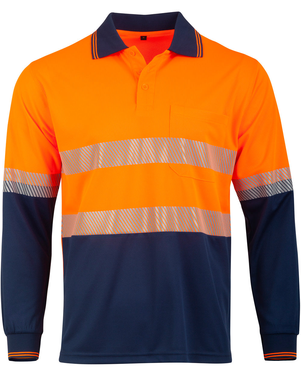 Unisex Cooldry Segmented Safety Long Sleeve Polo - SW86