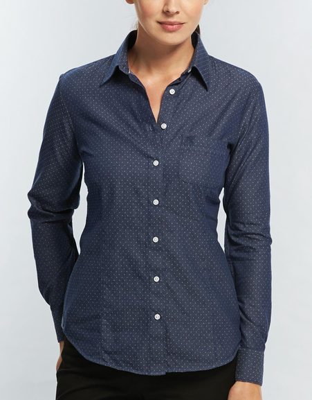 Polka Dot Dobby Womens Long Sleeve Hospitality Shirt 1714WHL