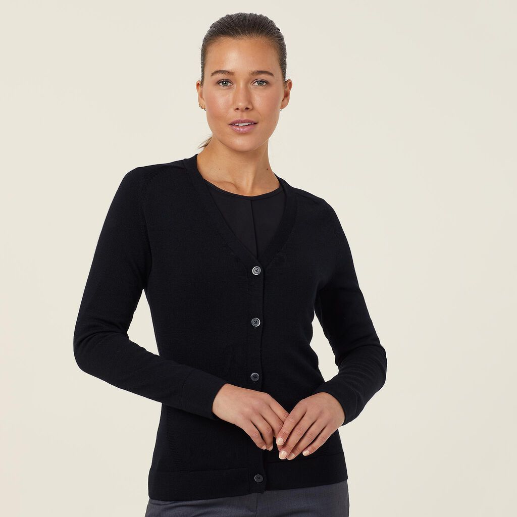 Ladies Australian Merino Wool Detail Cardigan - CAT5AP