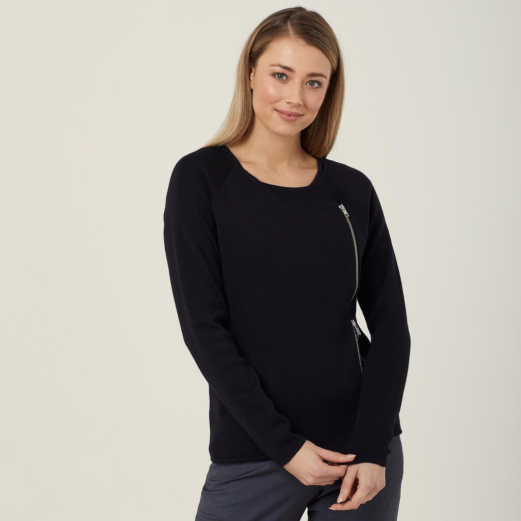 Ladies Wool Rich Angled Zip Cardigan - CAT5BF