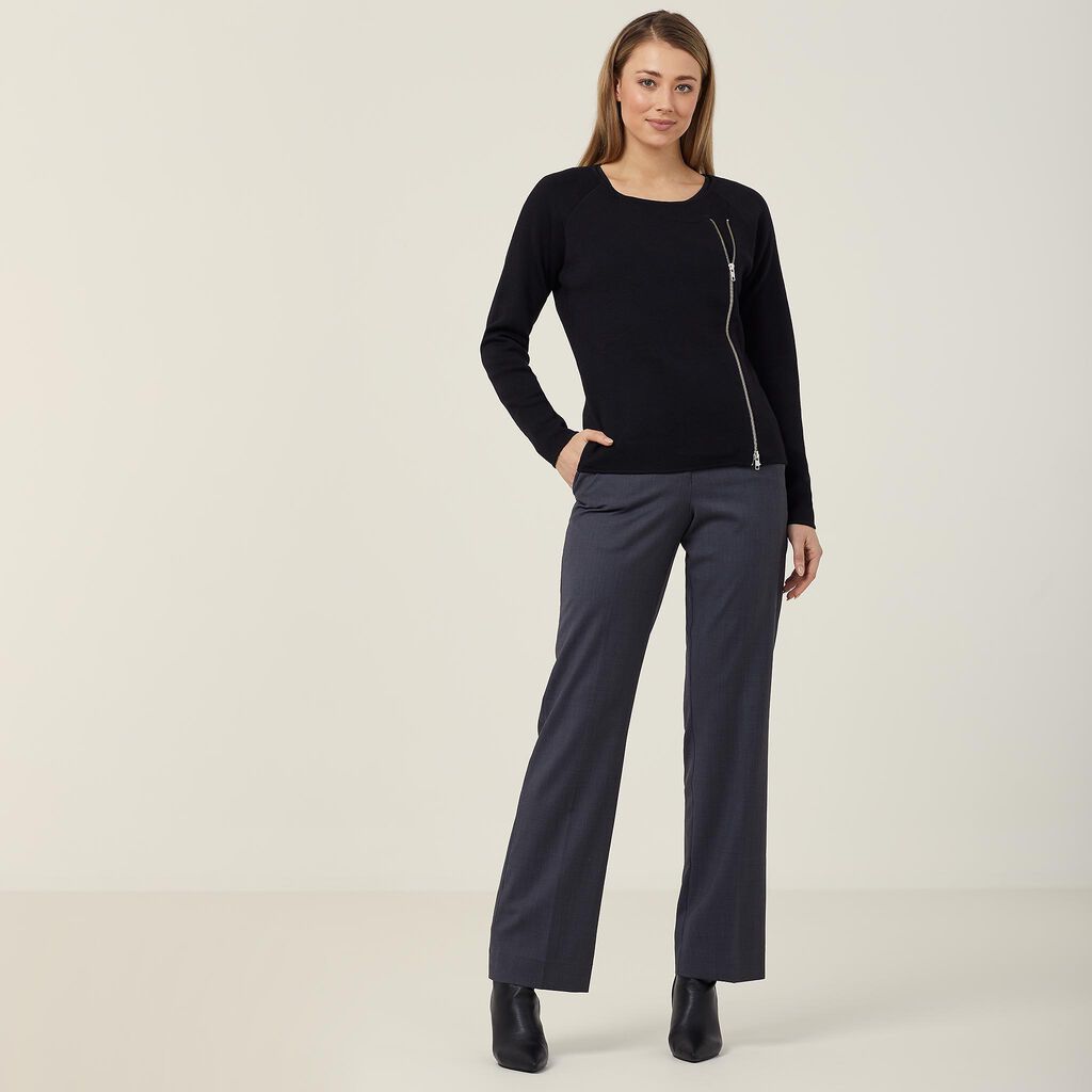 Ladies Wool Rich Angled Zip Cardigan - CAT5BF