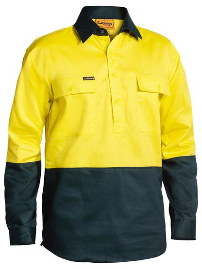 Two Tone Hi Vis Closed Front Drill Shirt - BSC6267