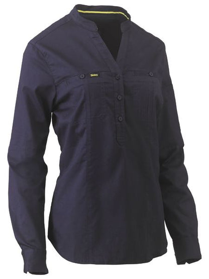 Women's Stretch V-Neck Closed Front Shirt - BLC6063