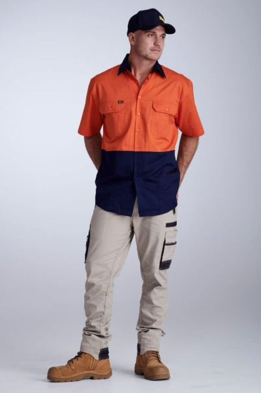 Two Tone Hi Vis Cool Lightweight Drill Shirt Short Sleeve - BS1895
