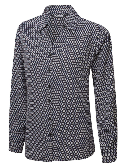 Emma Button Printed Long Sleeve Blouse