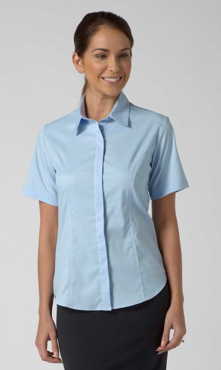 Zoe Concealed Front Stretch Blouse Short Sleeve