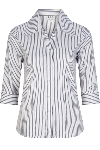Ladies Shadow Stripe Semi fitted 3/4 Sleeve Shirt - 2172-SS