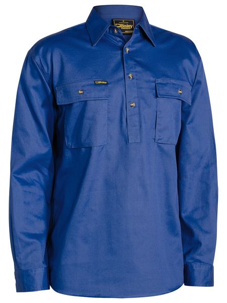 Closed Front Cotton Long Sleeve Drill Shirt - BSC6433
