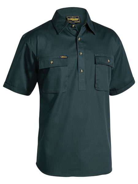 Closed Front Cotton Short Sleeve Drill Shirt - BSC1433