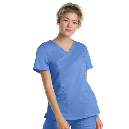 Ladies 3 Pocket Mock Wrap Top - 4161
