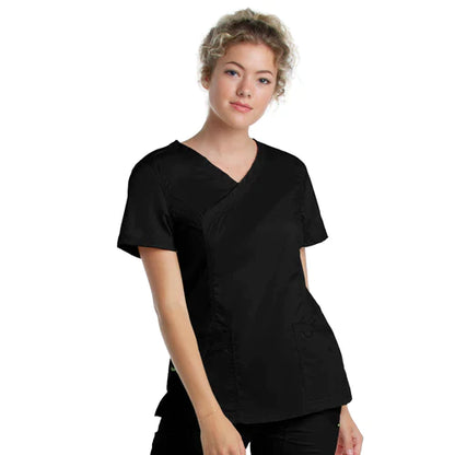 Ladies 3 Pocket Mock Wrap Top - 4161