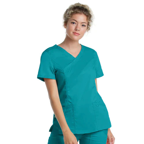 Ladies 3 Pocket Mock Wrap Top - 4161