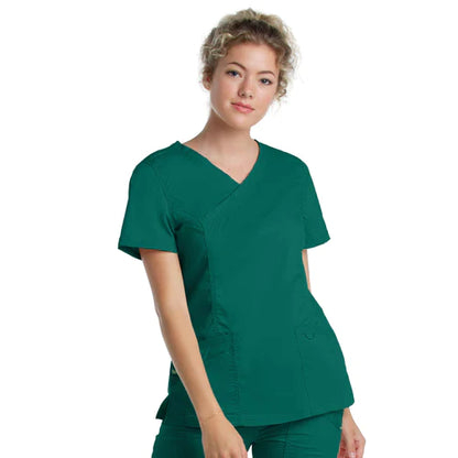 Ladies 3 Pocket Mock Wrap Top - 4161