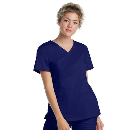 Ladies 3 Pocket Mock Wrap Top - 4161